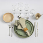 Kuvert 3-rättersmiddag Stengods grönt/sand