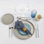 Kuvert 3-rättersmiddag Stengods grått/blått